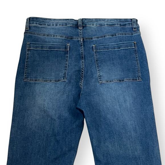 John Mark Jeans Womens 14 Crop Wide Leg Frayed Hem Blue Jeans Patch Pockets - Picture 6 of 10